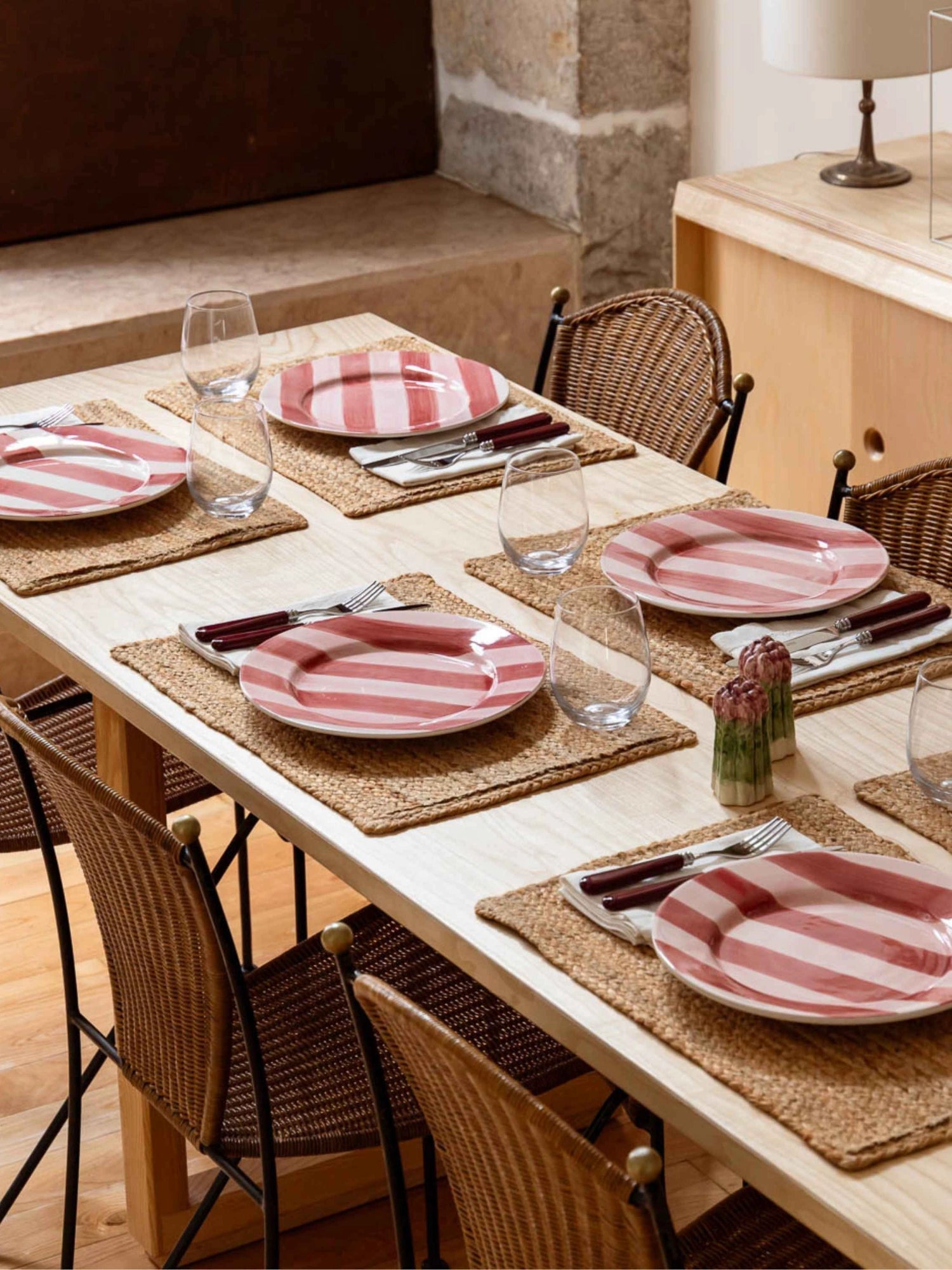 Stripes Hand-Painted Dinner Plate - Set of 4 by Valsa Home - THAT COOL LIVING