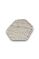 Hexagonal stone coaster by Formarkivet on a white background