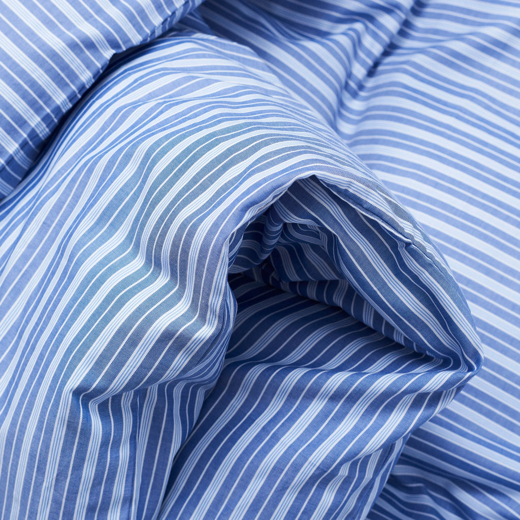 Wall Street Duvet Cover - Stripe Medium Blue Oxford - THAT COOL LIVING