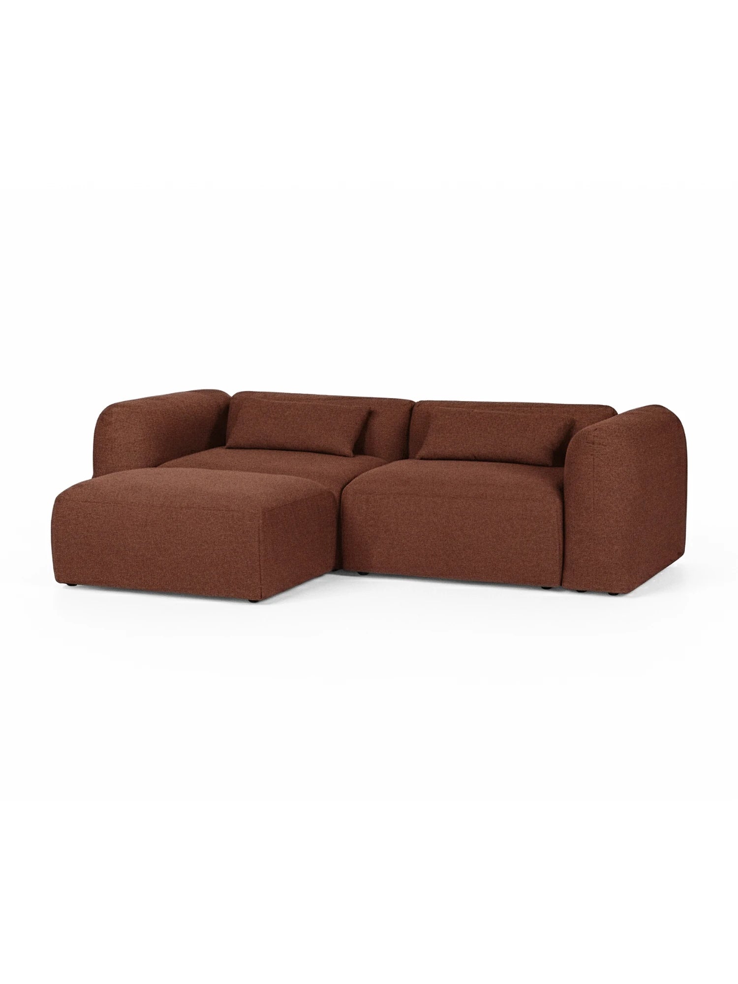 Brick red sectional sofa on a white background