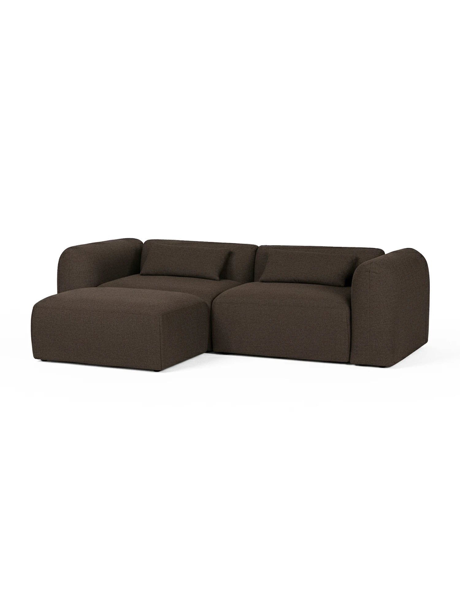 Brown corner sectional sofa on a white background