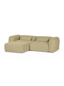 Pale yellow corner sectional sofa on a white background