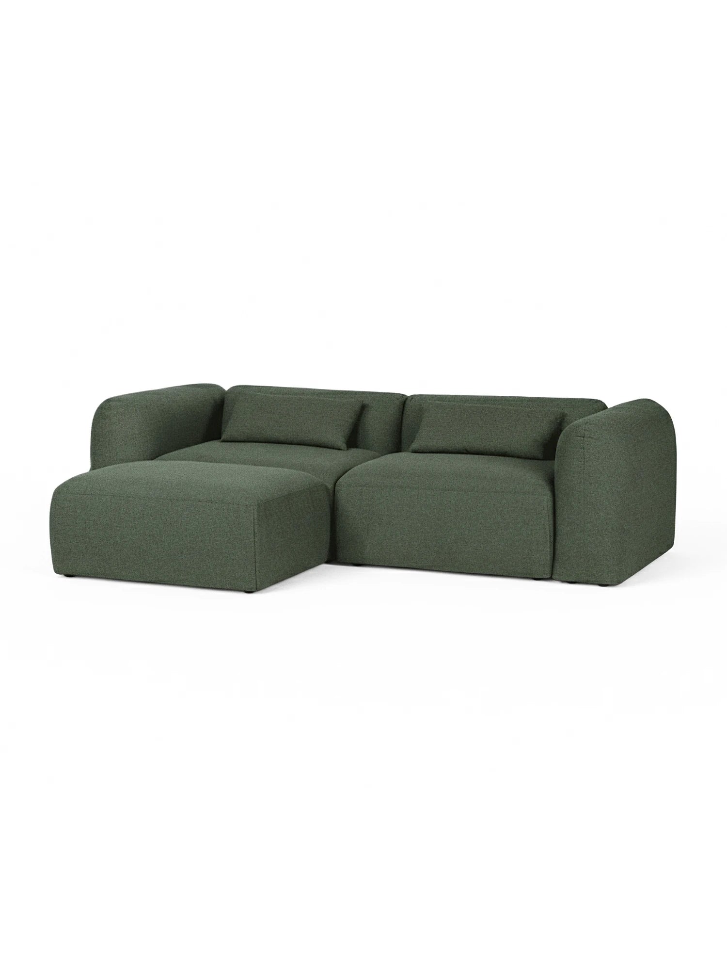 Green sectional sofa on a white background