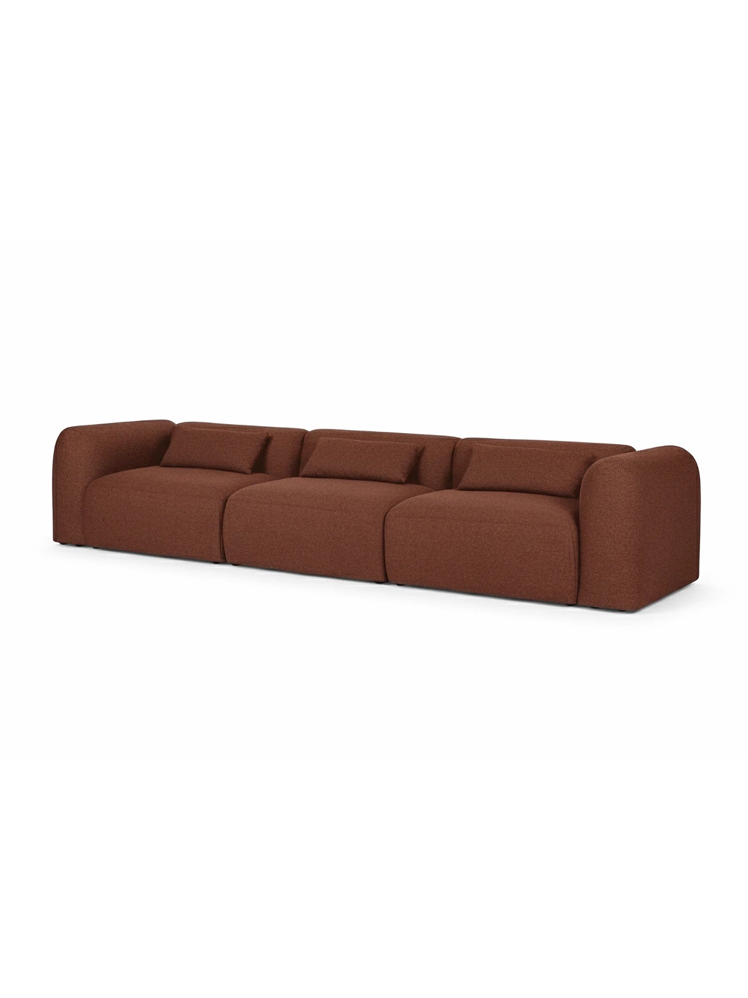 Brick red sofa on a white background
