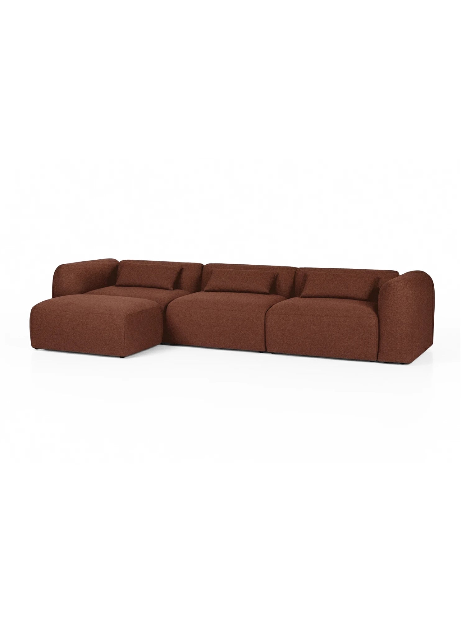 Brick red sectional sofa on a white background