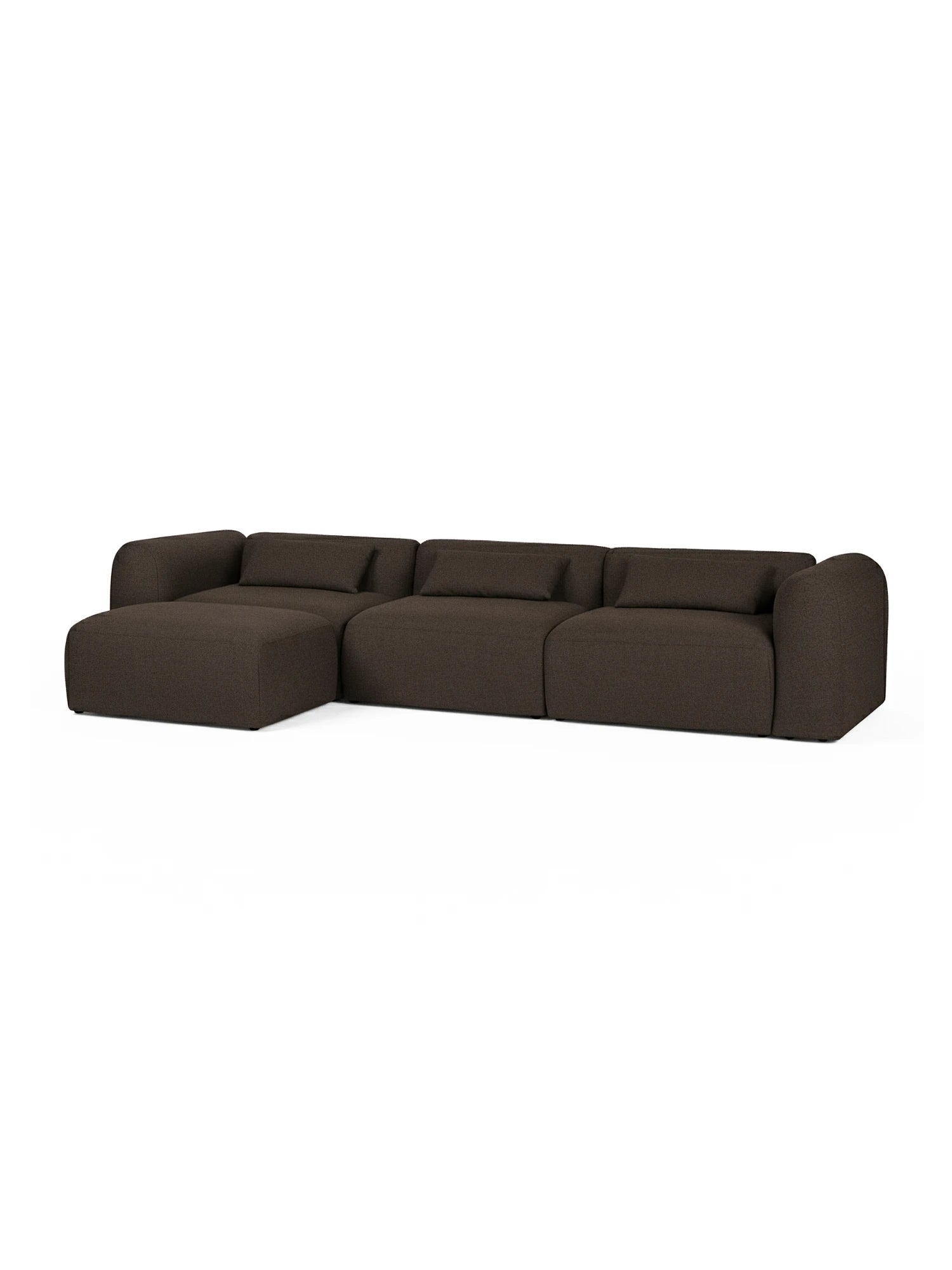 Brown sectional sofa on a white background