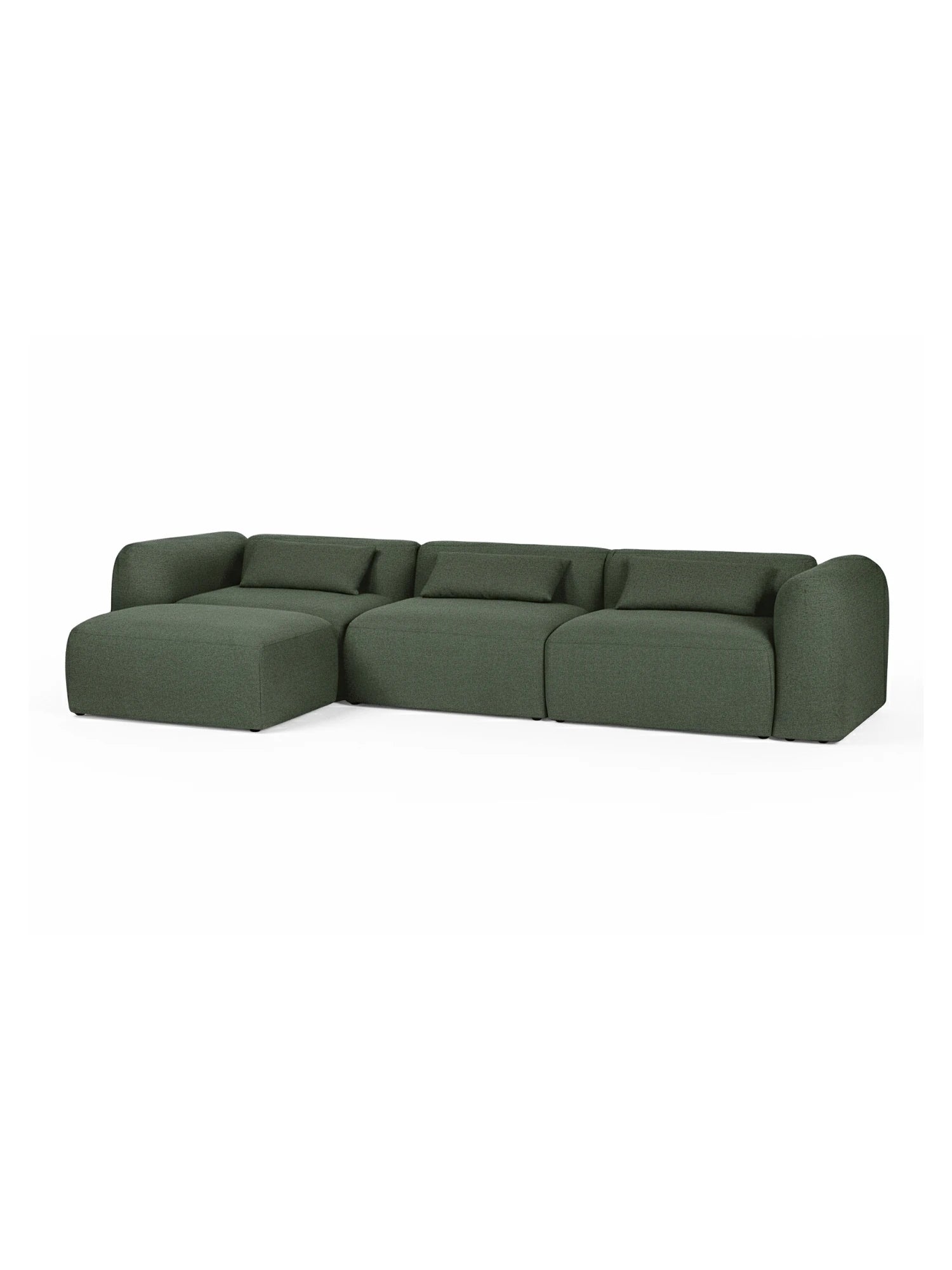 Green sectional sofa on a white background