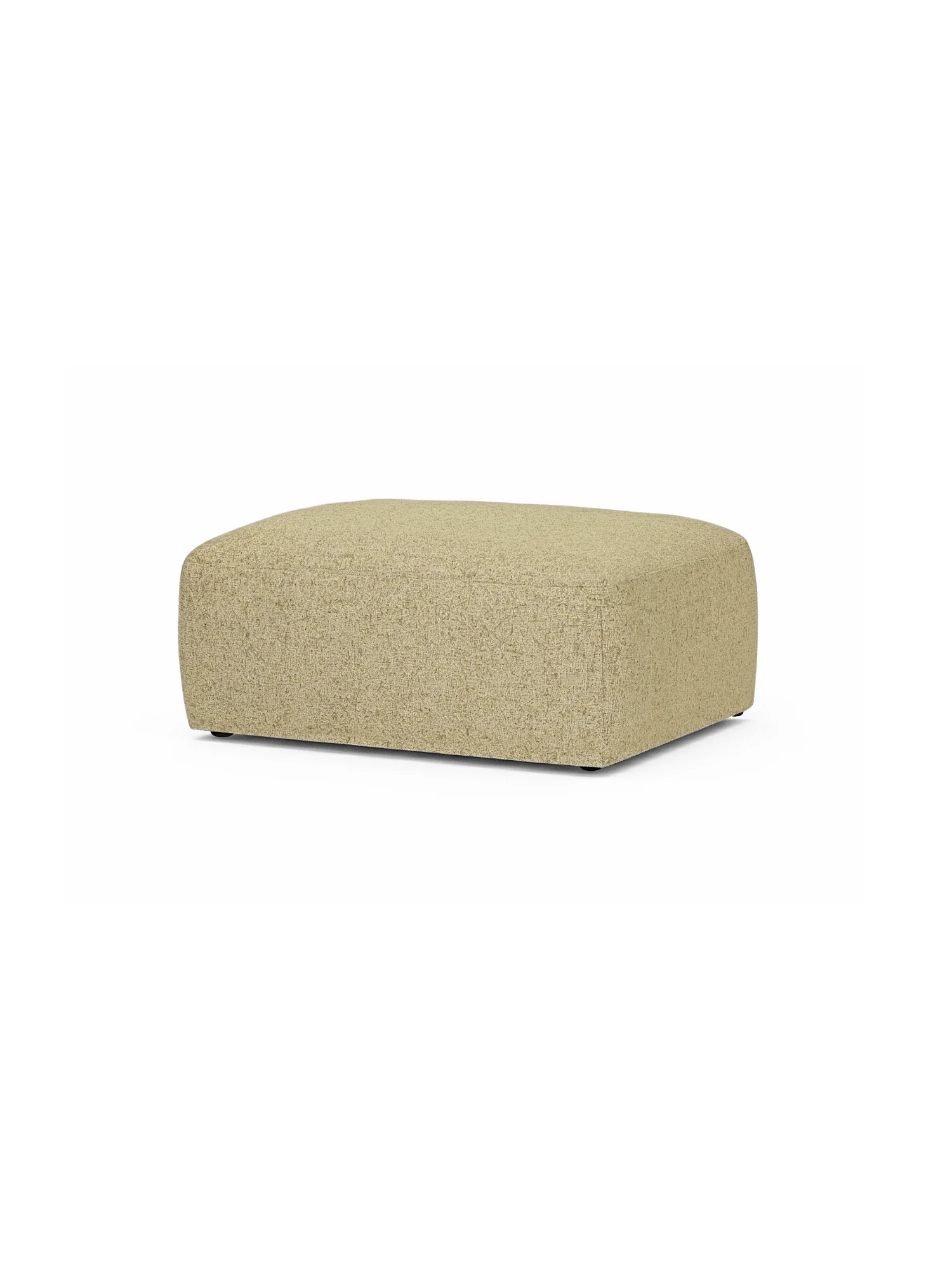Pale yellow ottoman on a white background