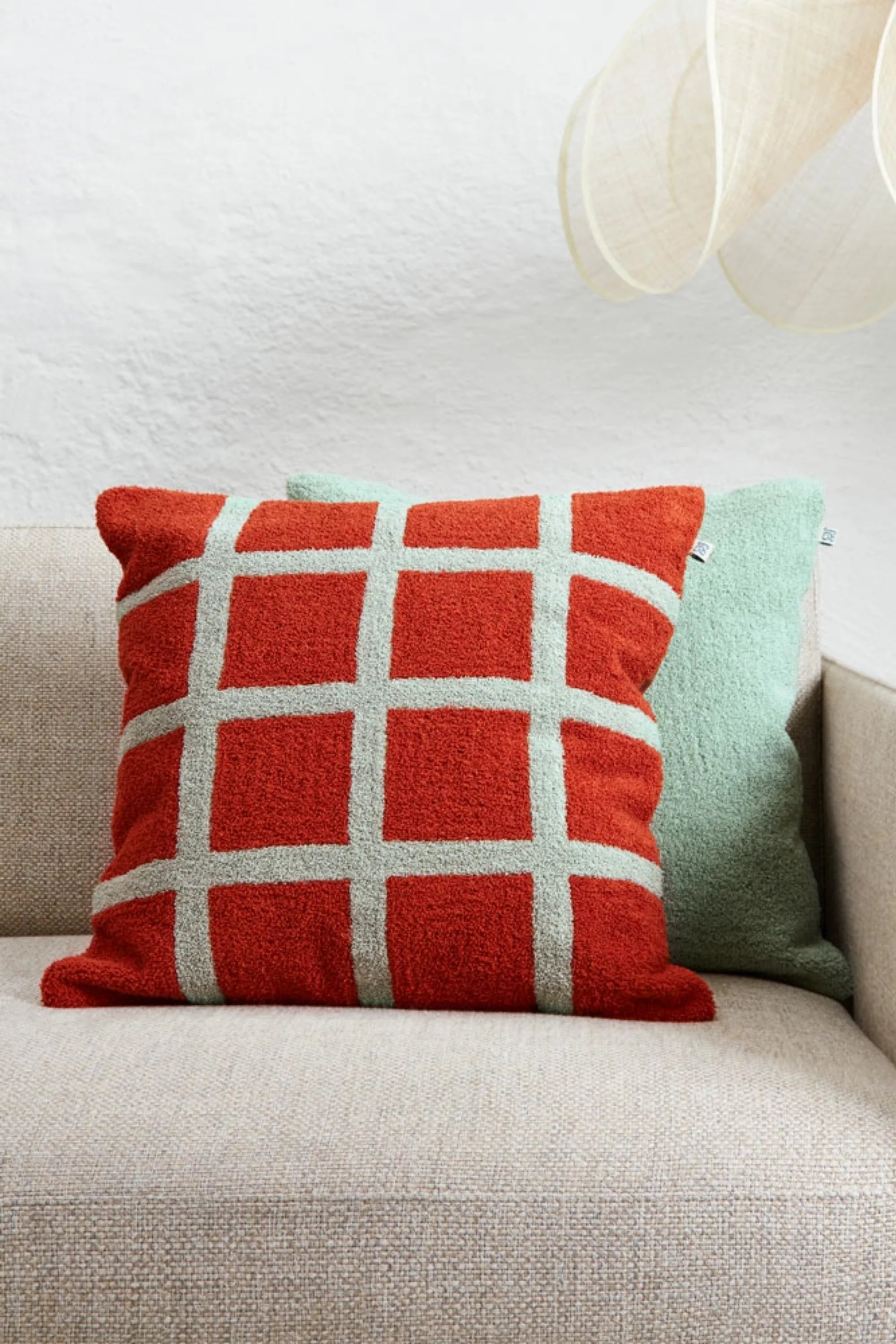 Check Boucle Throw Pillow