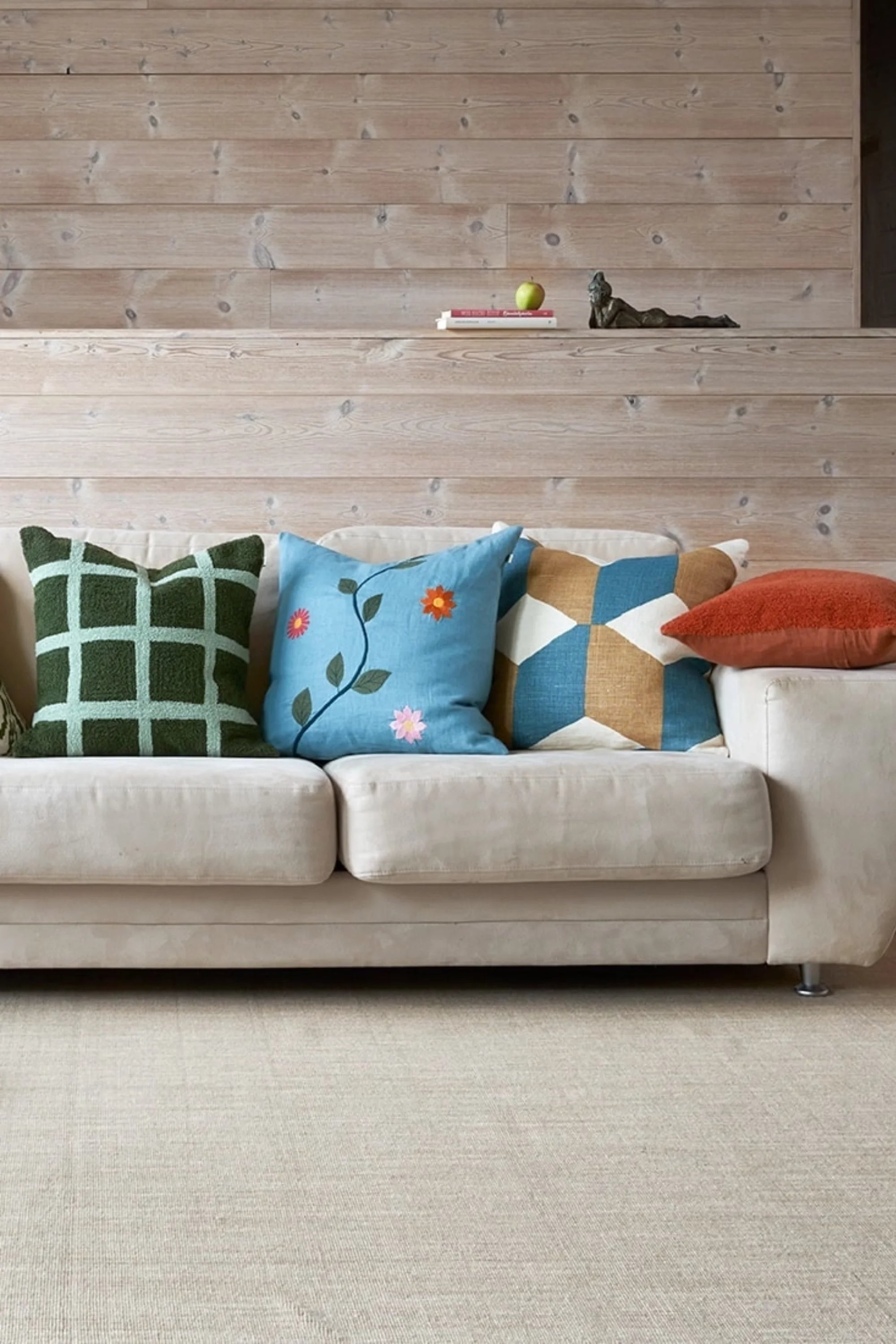 Check Boucle Throw Pillow