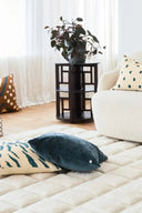 Soft and Durable Loha Wool Rug in Deep Blue with Floral Motif