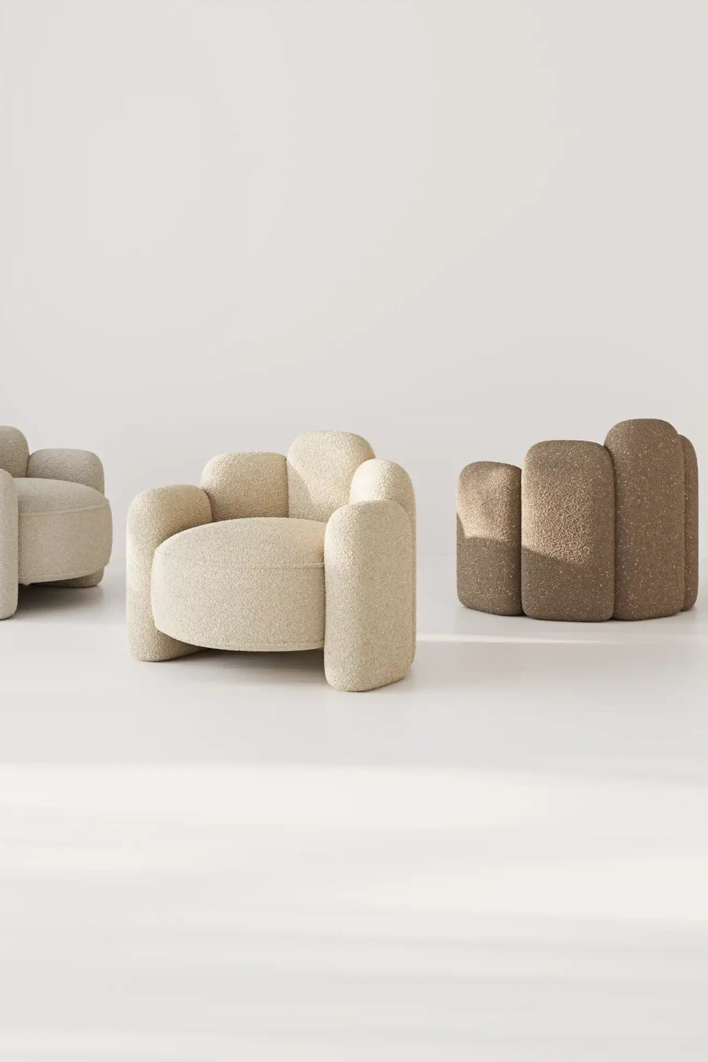  Classic Agnes Armchair in cream linen with tufted back and espresso wood legs