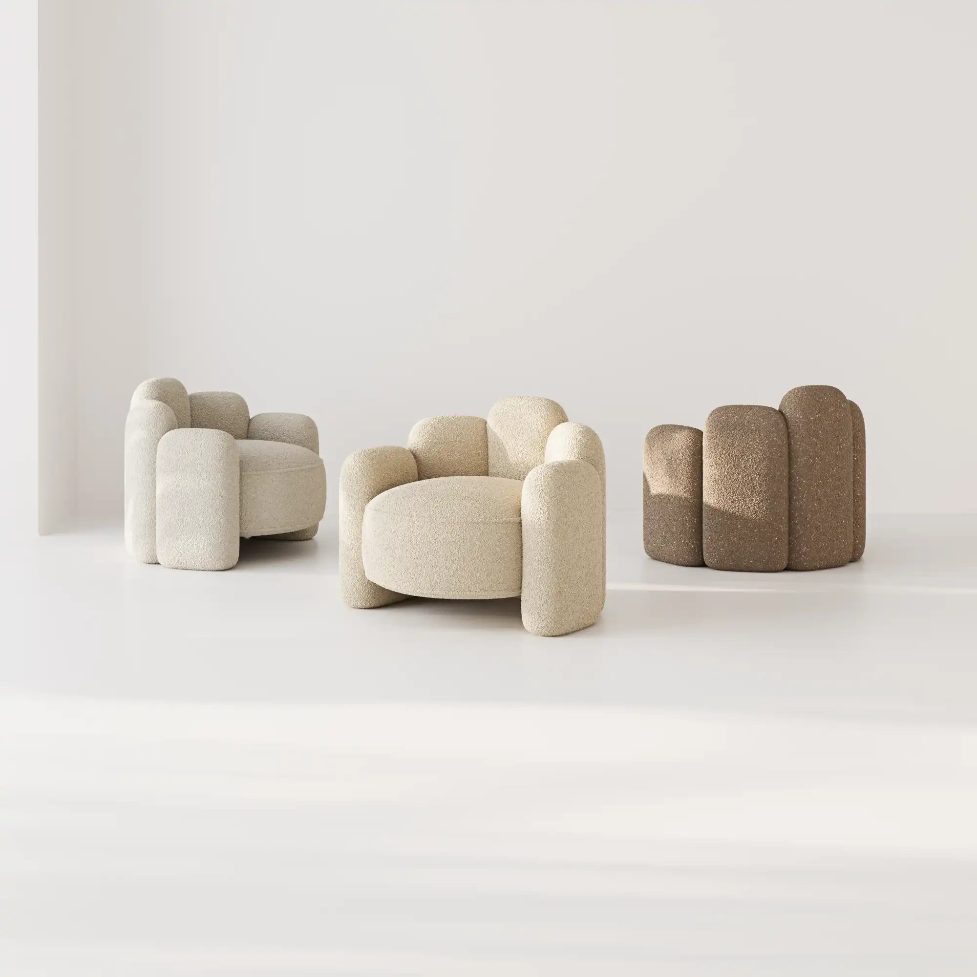  Classic Agnes Armchair in cream linen with tufted back and espresso wood legs