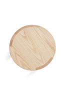 Round wooden coaster on a white background