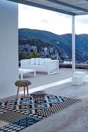 Chunky knit stool in gray with sturdy construction for comfortable seating