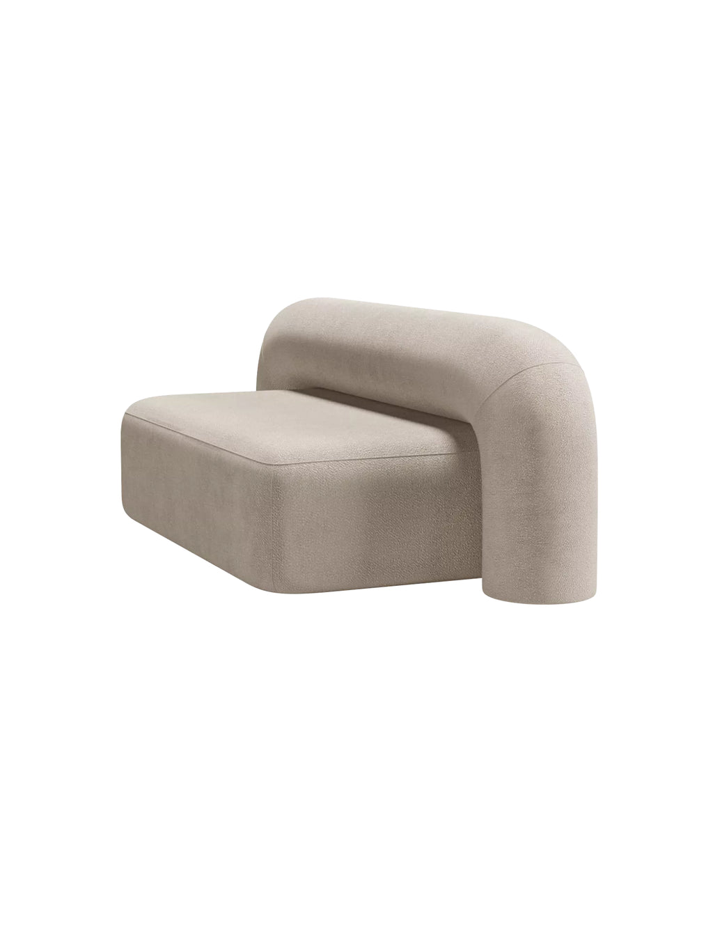 ARTU Moss 1800 Sofa, a contemporary modular sofa upholstered in a soft, light beige bouclé-style fabric with a distinctive low-profile design.