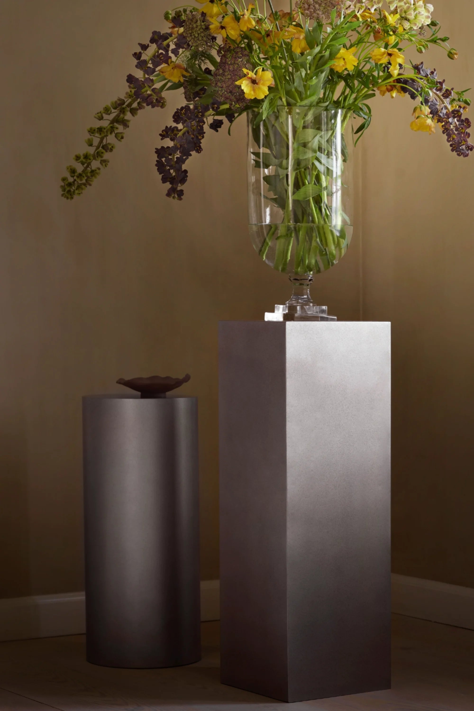 Brushed Metal Pedestal Stand