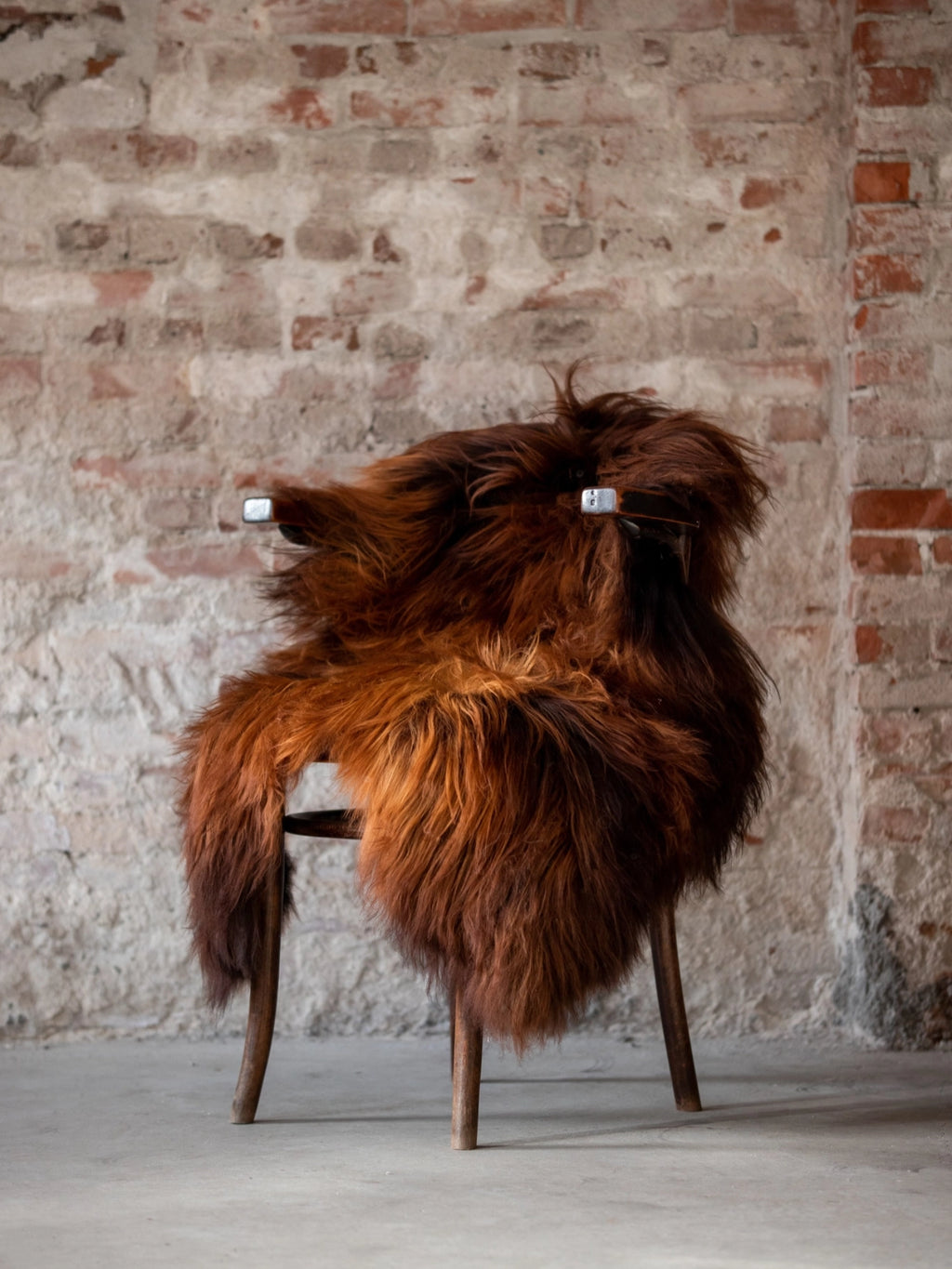 Icelandic Long-Hair Sheepskin Hide - Flamed Brown