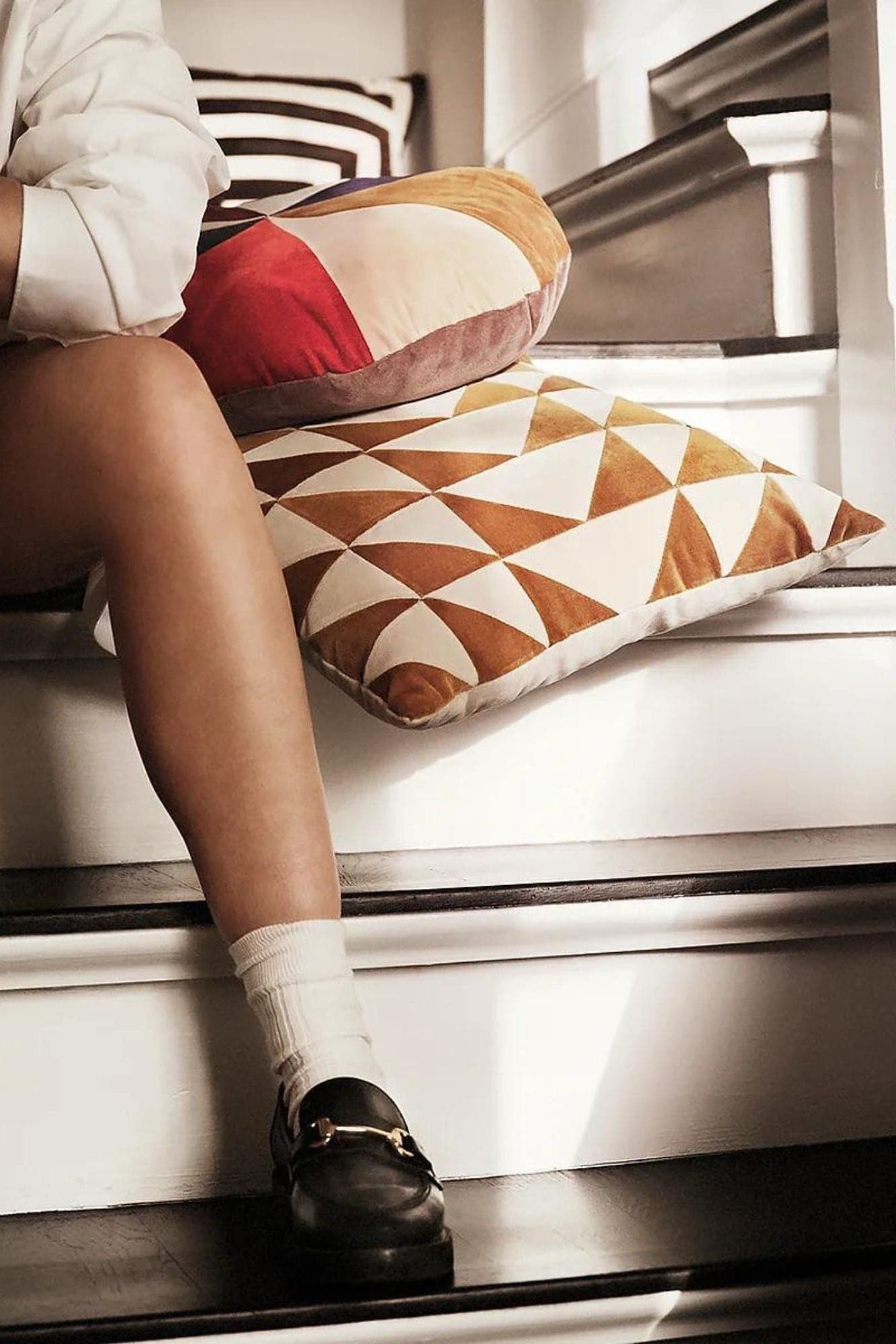 Elly Cushion - Mint & Dusty White - THAT COOL LIVING