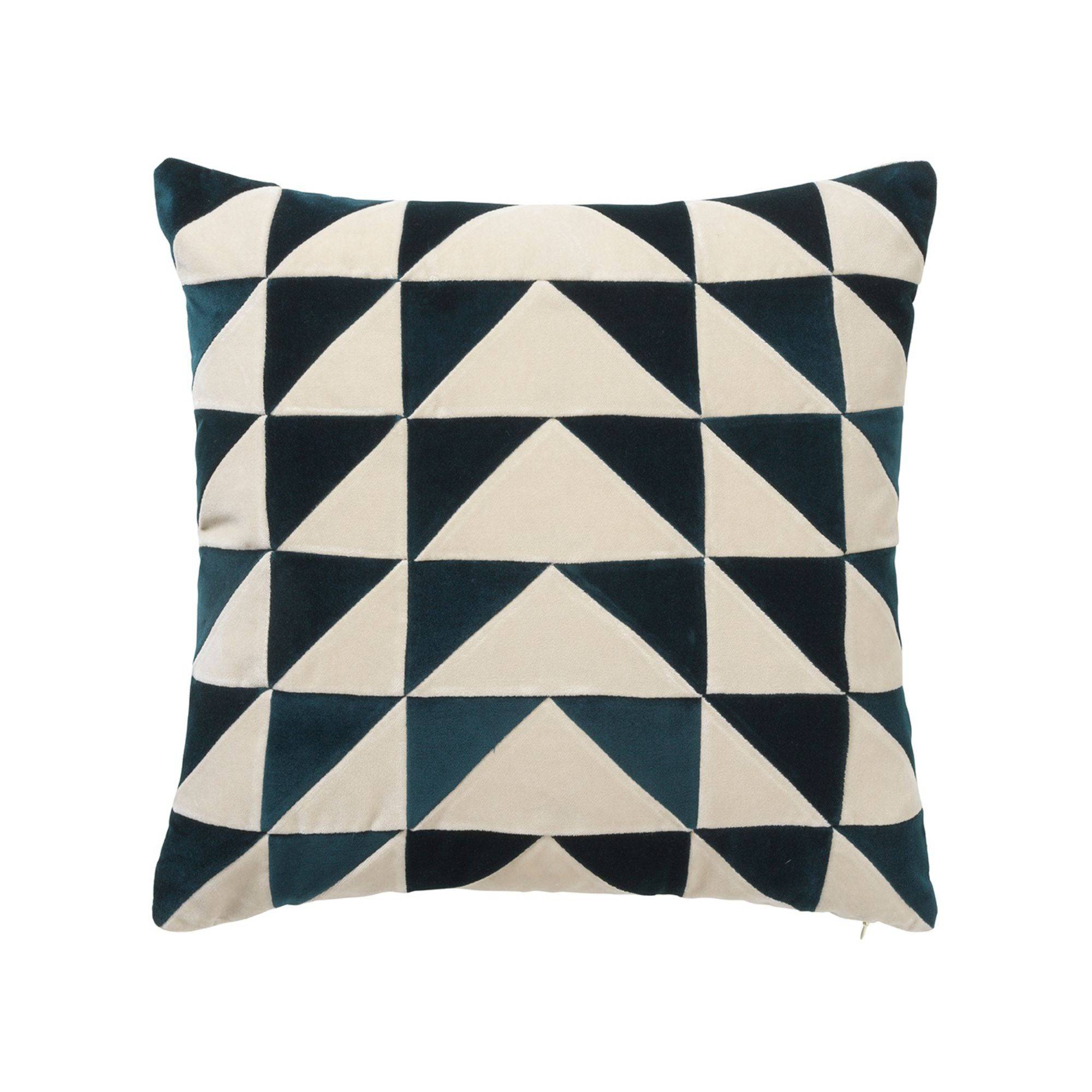 Elly Cushion - New Petrol & Dusty White - THAT COOL LIVING