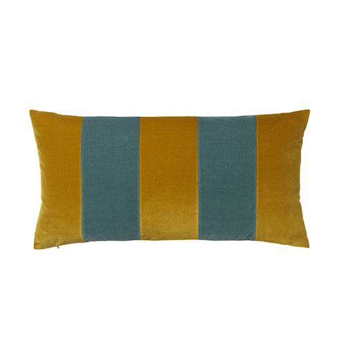 Stripe Cushion - Golden Olive & Pale Blue