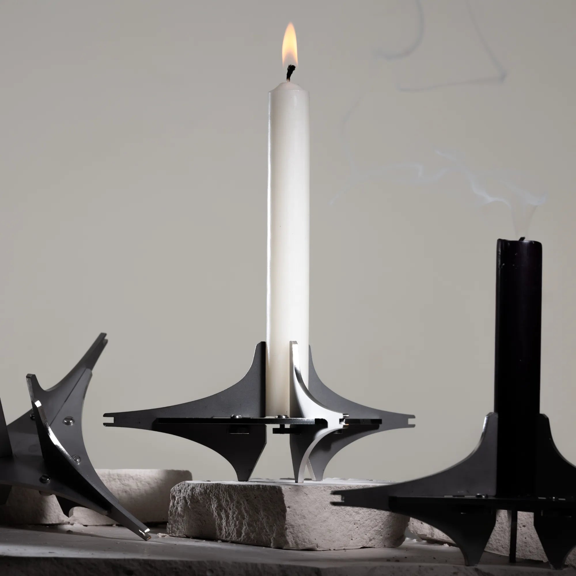  Detailed shot of the Nova Modular Candle Holder showcasing its intricate and modern design