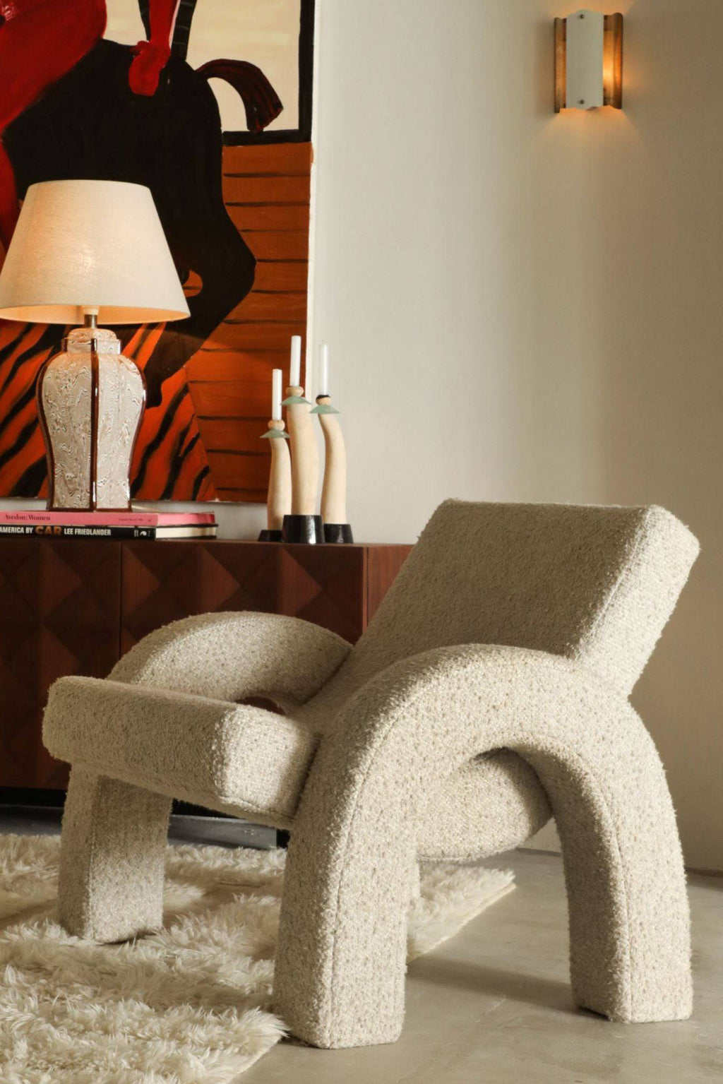 Arco Lounge Chair Boucle Natural - Timeless Accent Armchair - Dusty Deco - THAT COOL LIVING