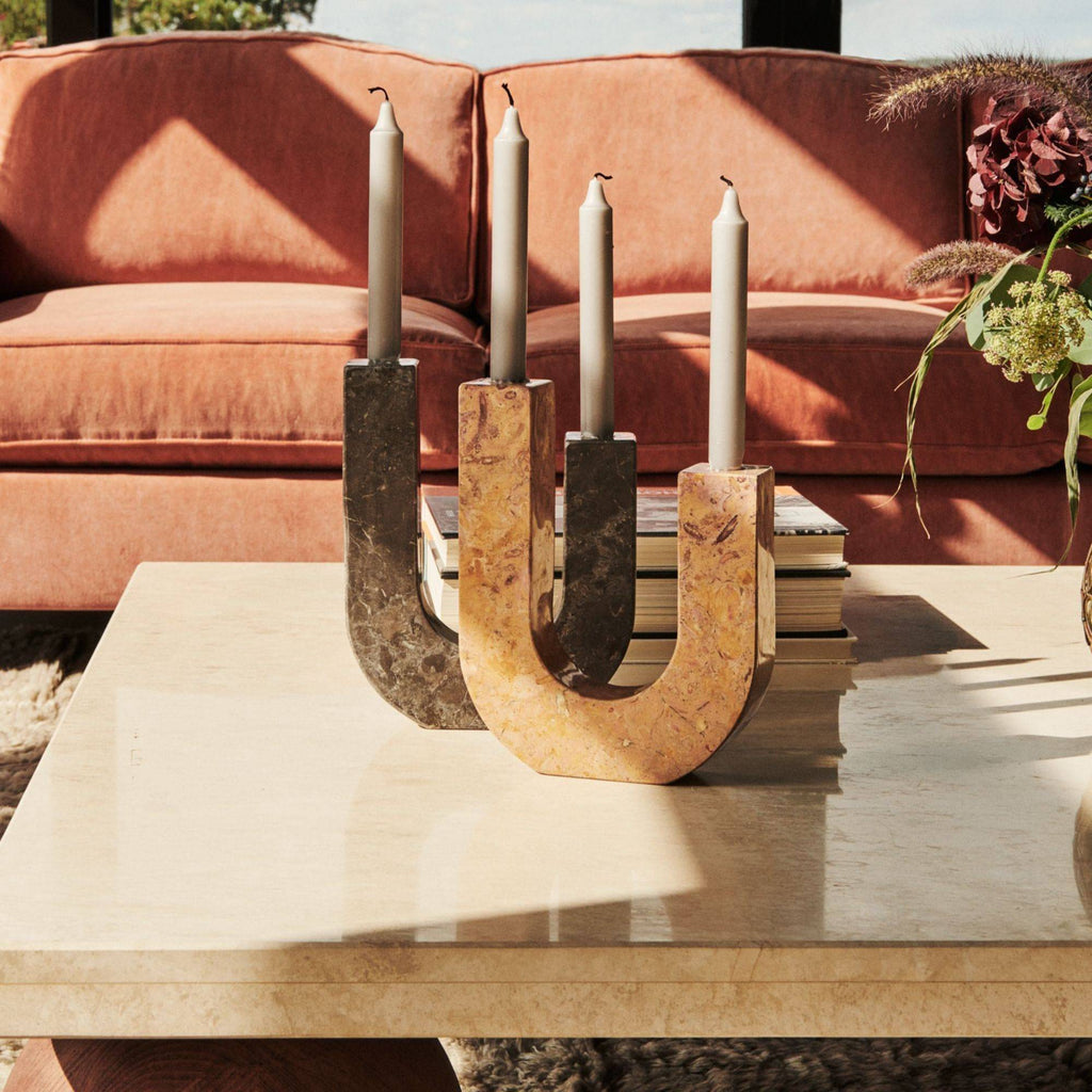 Arco Candle Holder Red - Unique Marble Design - Dusty Deco - THAT COOL LIVING