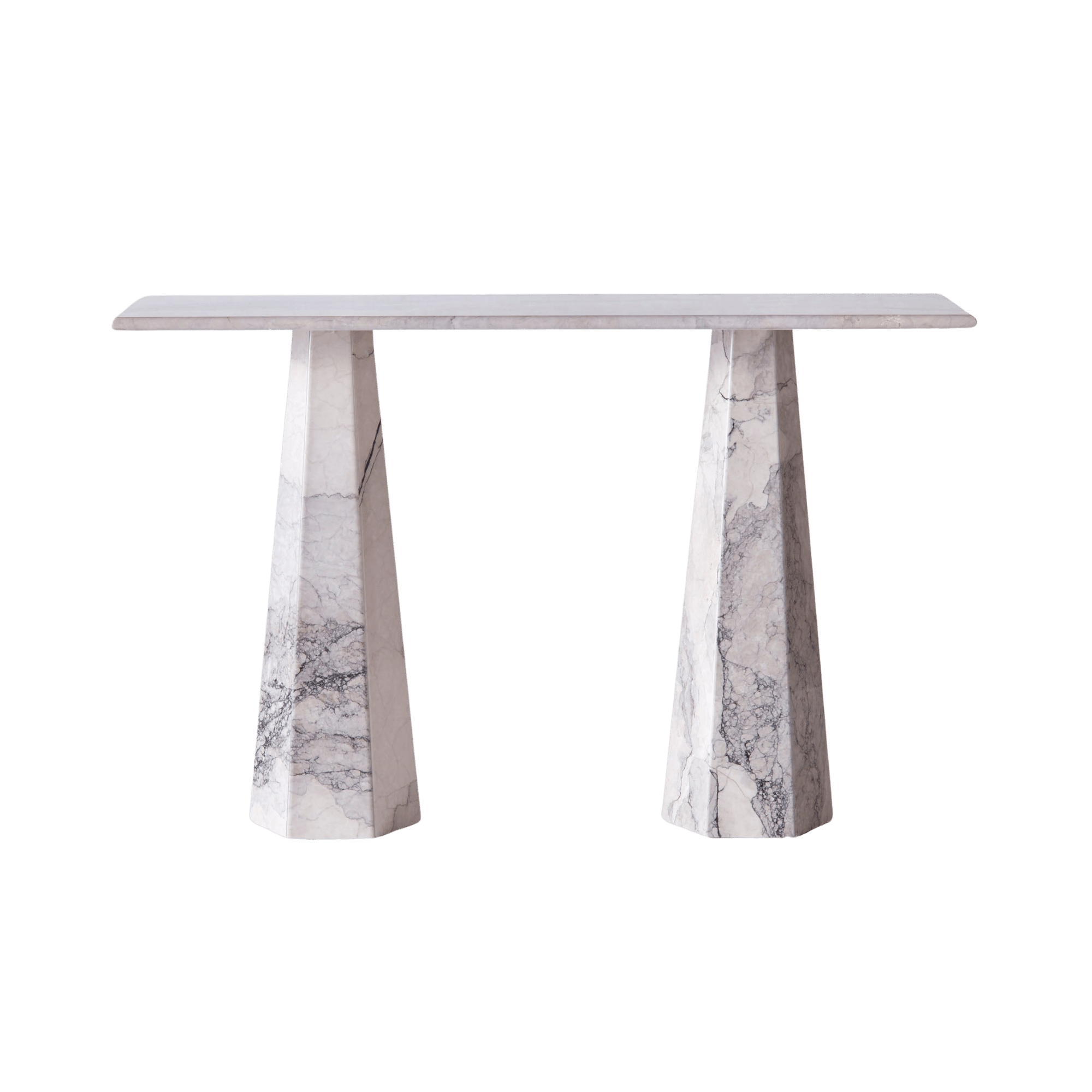 Table console hexagonale gris albanais 