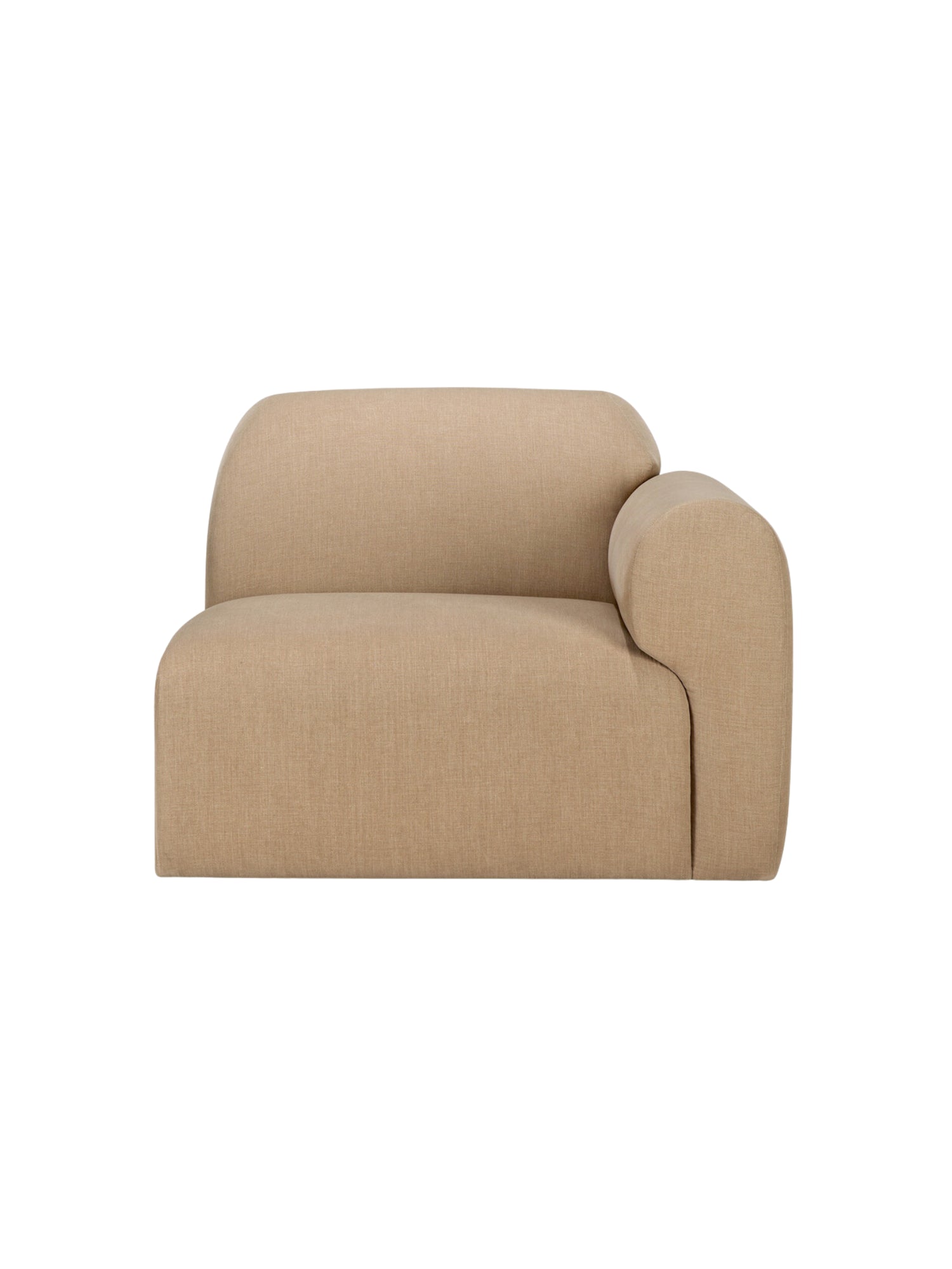 Ethnicraft Bulky Modular Sofa, front view of a single module, highlighting its comfortable, rounded silhouette and premium, durable beige upholstery, on a white background.