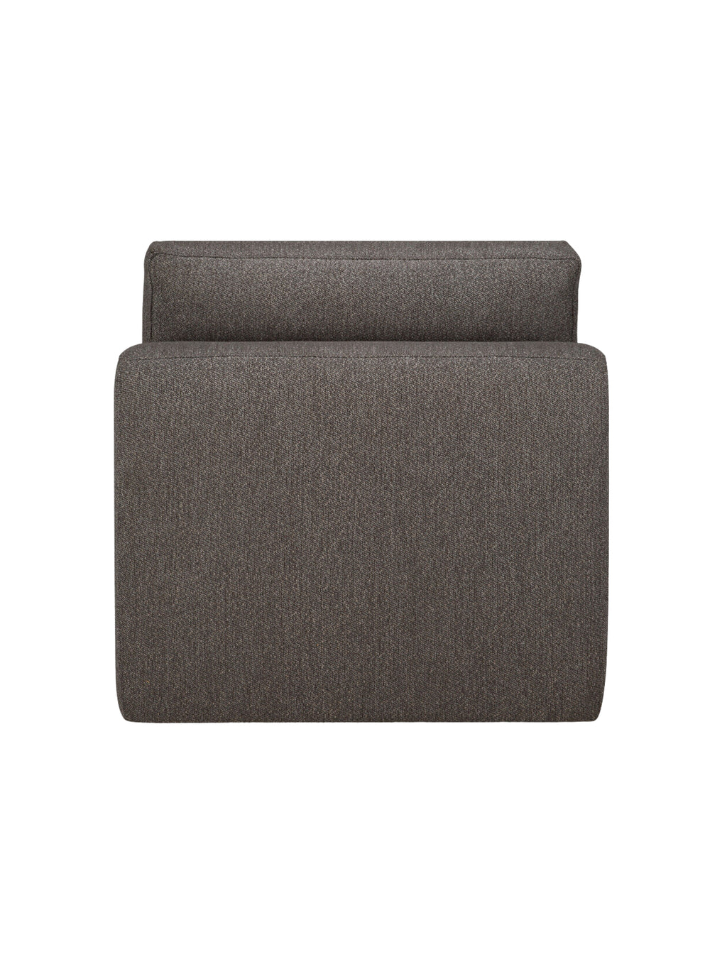 Ethnicraft Mellow Modular Sofa, 1-Seater. Top-down view of the modern dark grey modular sofa, highlighting its clean lines and inviting, plush texture on a white background.