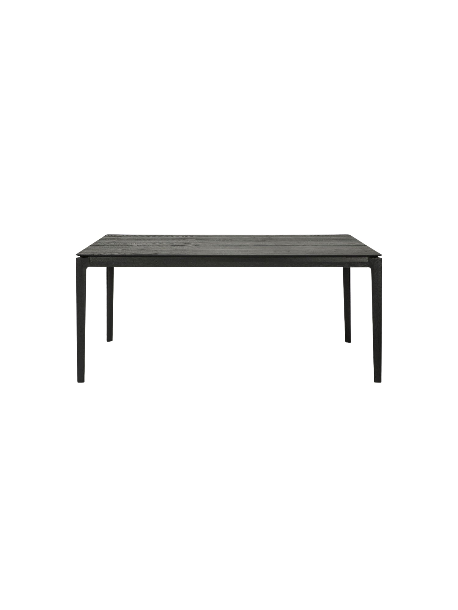 Ethnicraft Bok Dining Table, 180cm, in black stained oak, a stylish dark wood table with a minimalist silhouette.