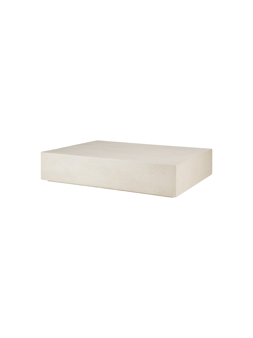 Ethnicraft Elements Coffee Table, a modern minimalist rectangular coffee table crafted from light beige concrete with a subtle textured, porous finish. Its low-profile, monolithic block design embodies an organic modern or brutalist aesthetic, bringing a natural, earthy element to any space. Perfect as a striking centerpiece for contemporary living rooms, lounge areas, or wabi-sabi inspired interiors.
