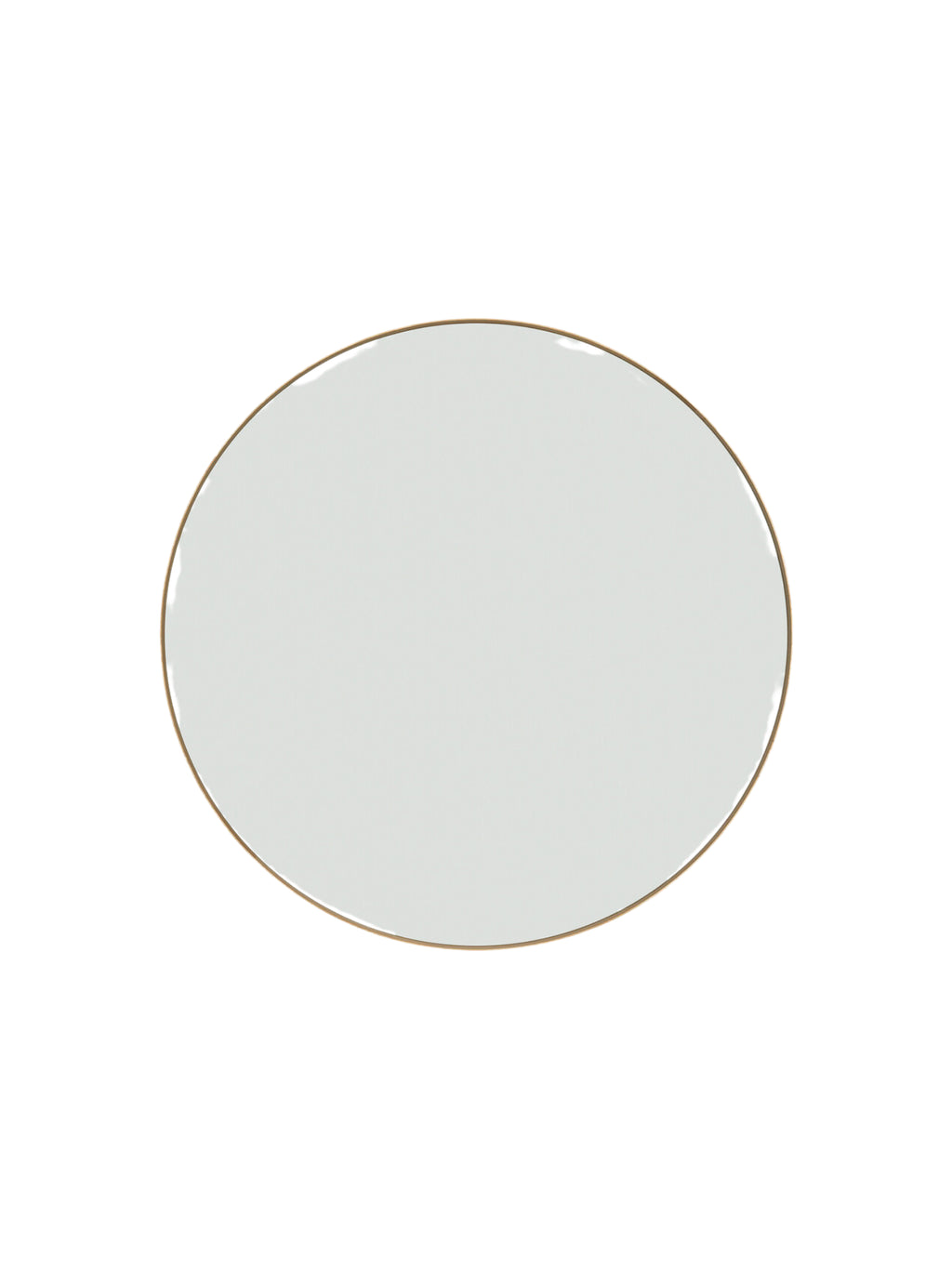 Ethnicraft Layers Wall Mirror, a sleek modern oval wall mirror featuring a very thin brushed brass frame and clear reflective glass, offering a clean, contemporary aesthetic.