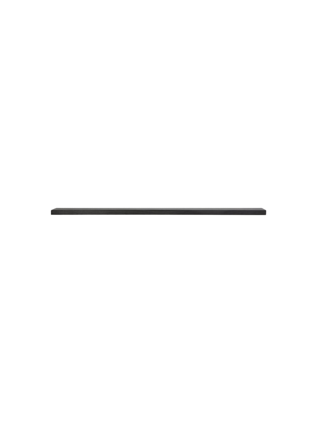 Ethnicraft Wall Shelf, a sleek modern minimalist floating shelf crafted from dark solid wood, featuring a visible black stained oak grain and a clean, linear profile. This contemporary rectangular display shelf is perfect for adding functional and stylish storage to Scandinavian living rooms, bedrooms, or home offices.