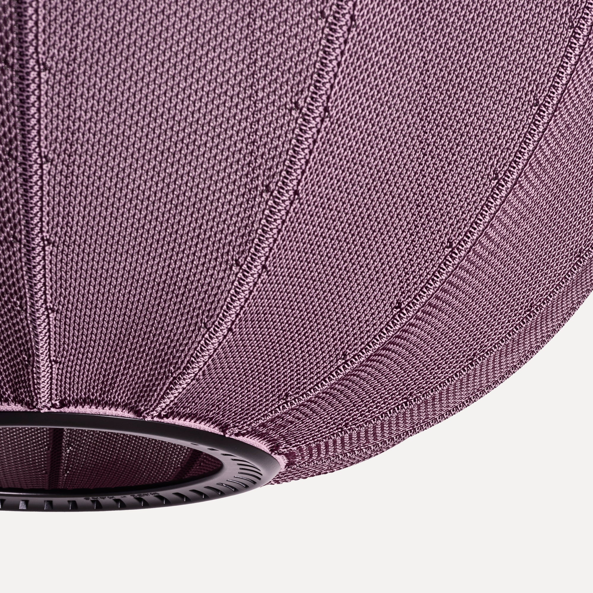Made by Hand Knit-Wit Ø45 Oval Pendant Lamp, a distinctive Scandinavian pendant lamp featuring a soft, dusty mauve knitted textile shade with a unique ribbed texture created by vertical seams, forming an elegant oval globe silhouette. This contemporary ceiling light provides warm, diffused illumination, perfect for adding an organic modern touch to living rooms, dining spaces, or serene bedrooms.