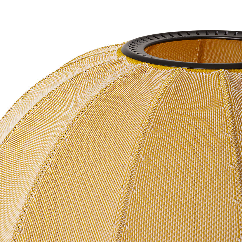Made by Hand Knit-Wit Ø45 Oval Wall Light, a contemporary mustard yellow knitted fabric wall light with a distinctive ribbed texture and a soft, rounded oval silhouette.