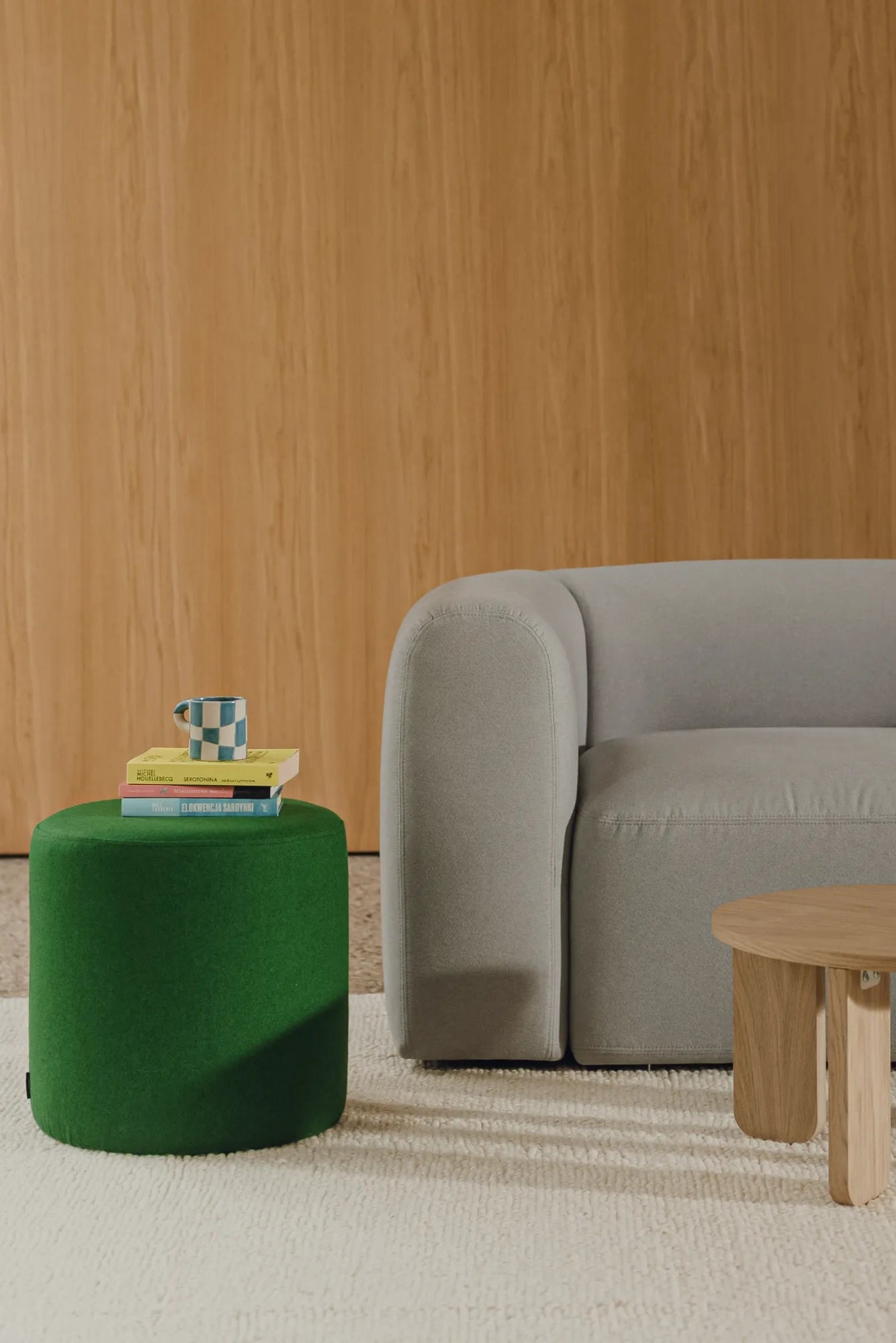 Folk Pouf - Tall in a Scandinavian-inspired home decor setting