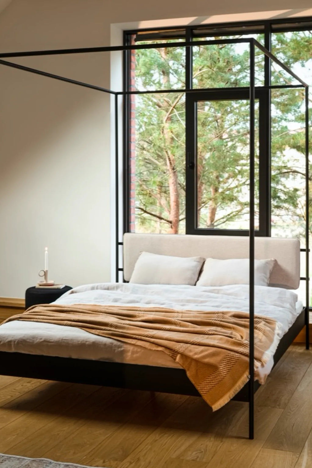 Luxurious Eton Bed with button-tufted headboard and velvet upholstery