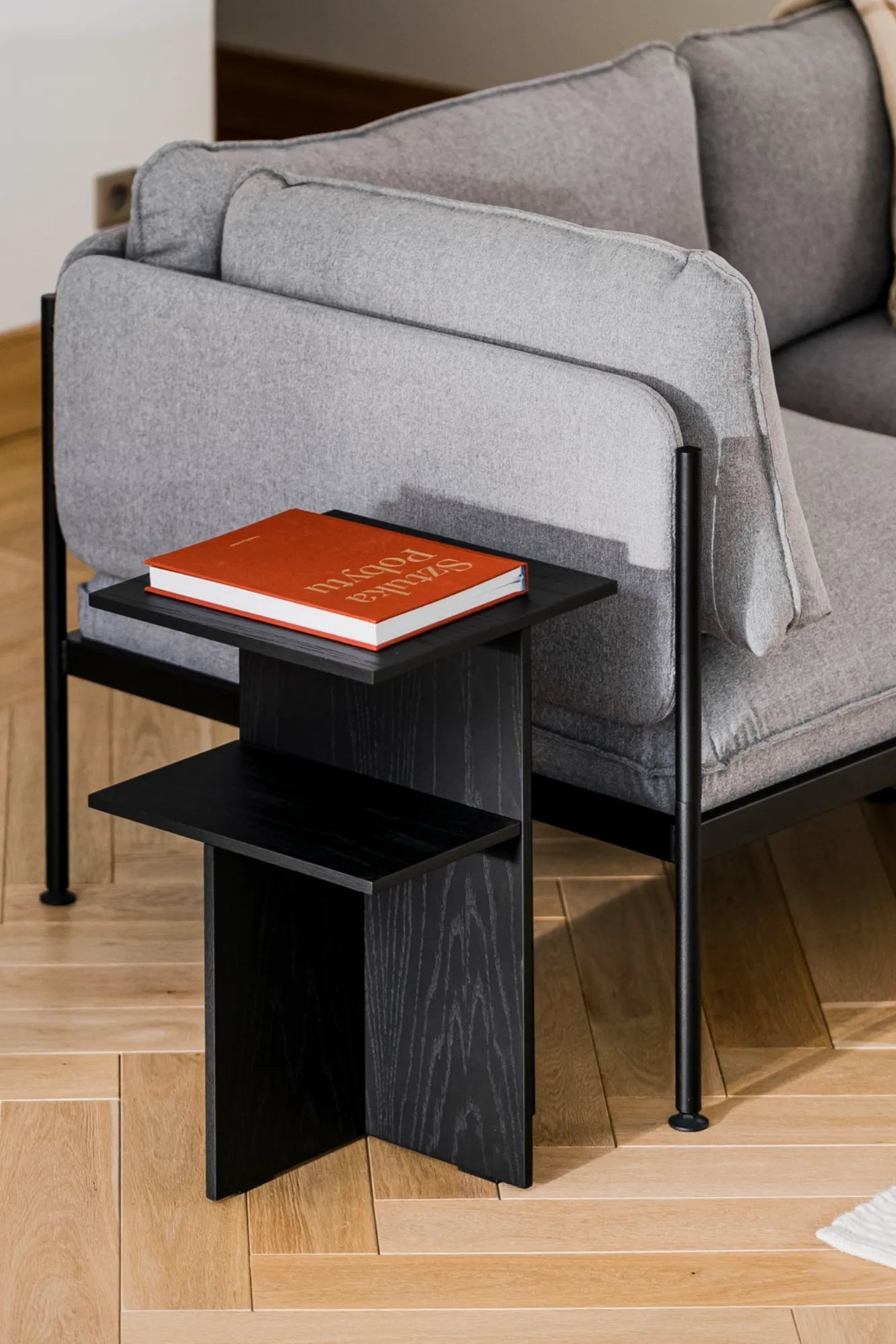 Atik Bedside Table in rich cherry finish with elegant drawer pulls