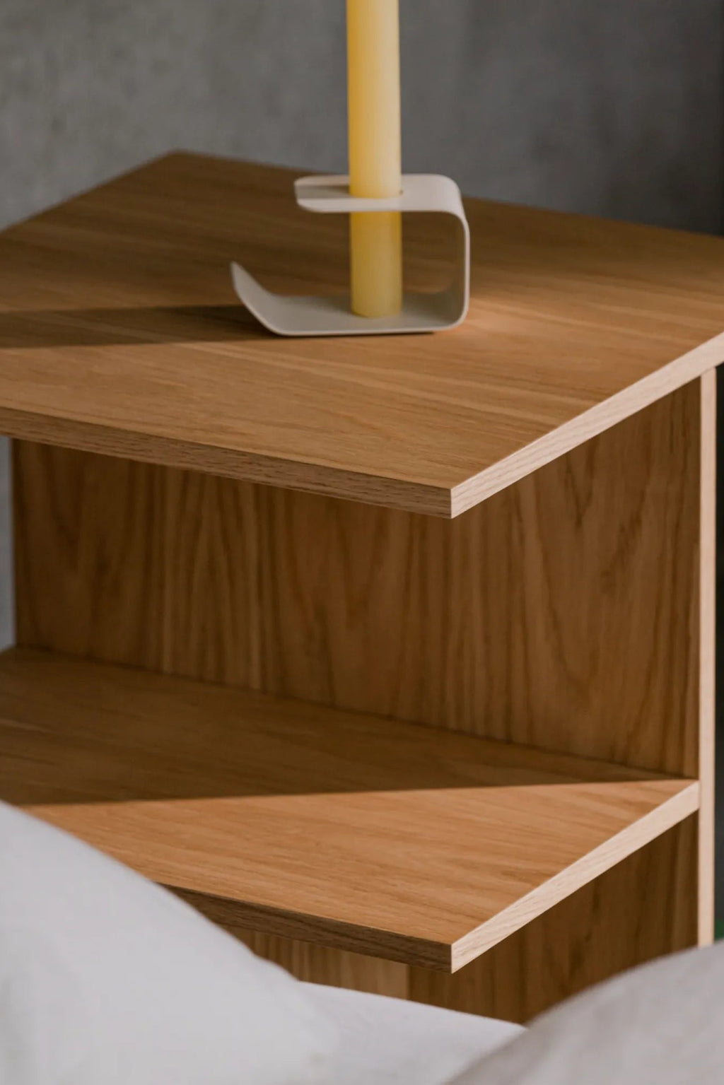 Contemporary Atik Bedside Table with clean lines and metal hardware