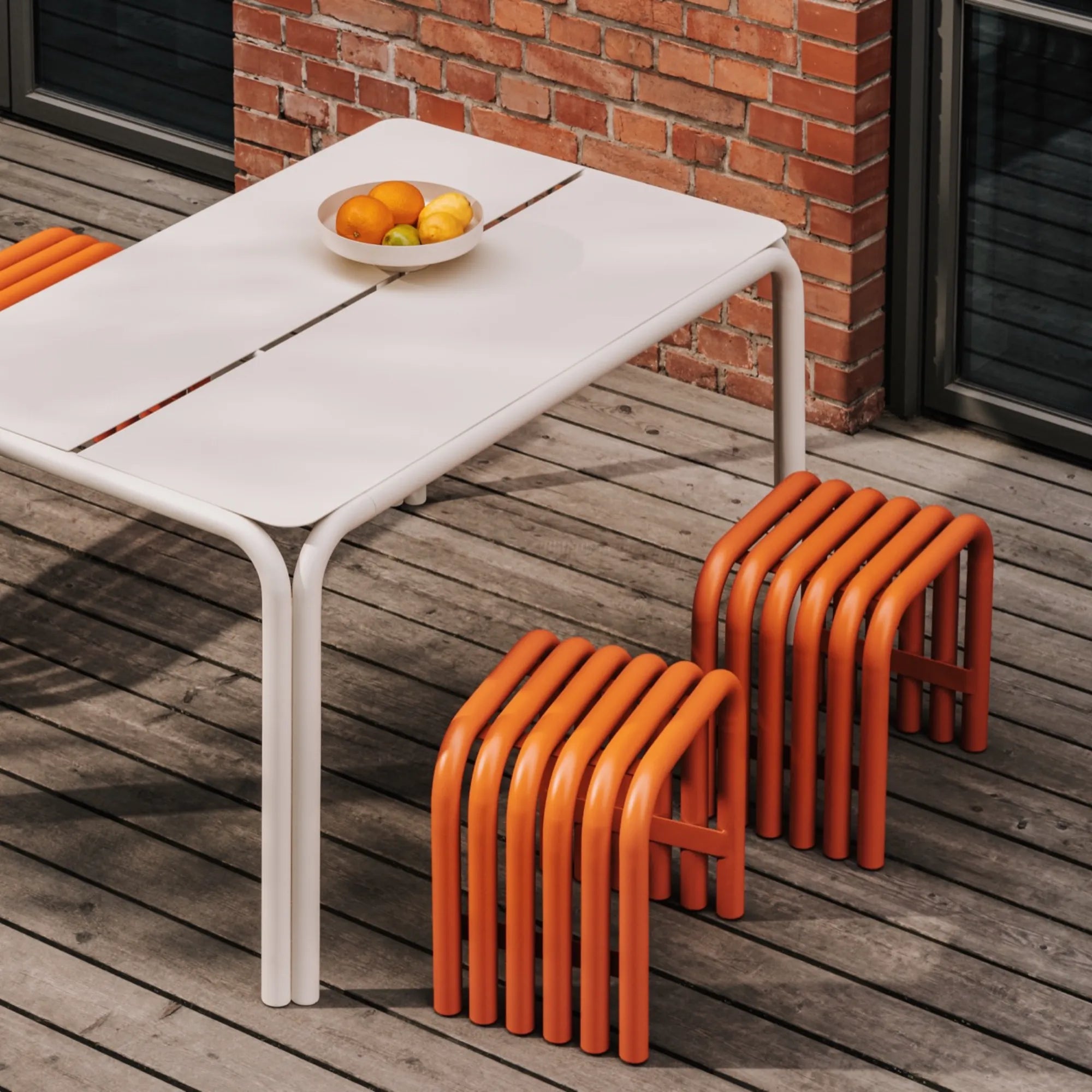  Nokk Stool in Walnut Wood with White Cushioned Seat 
