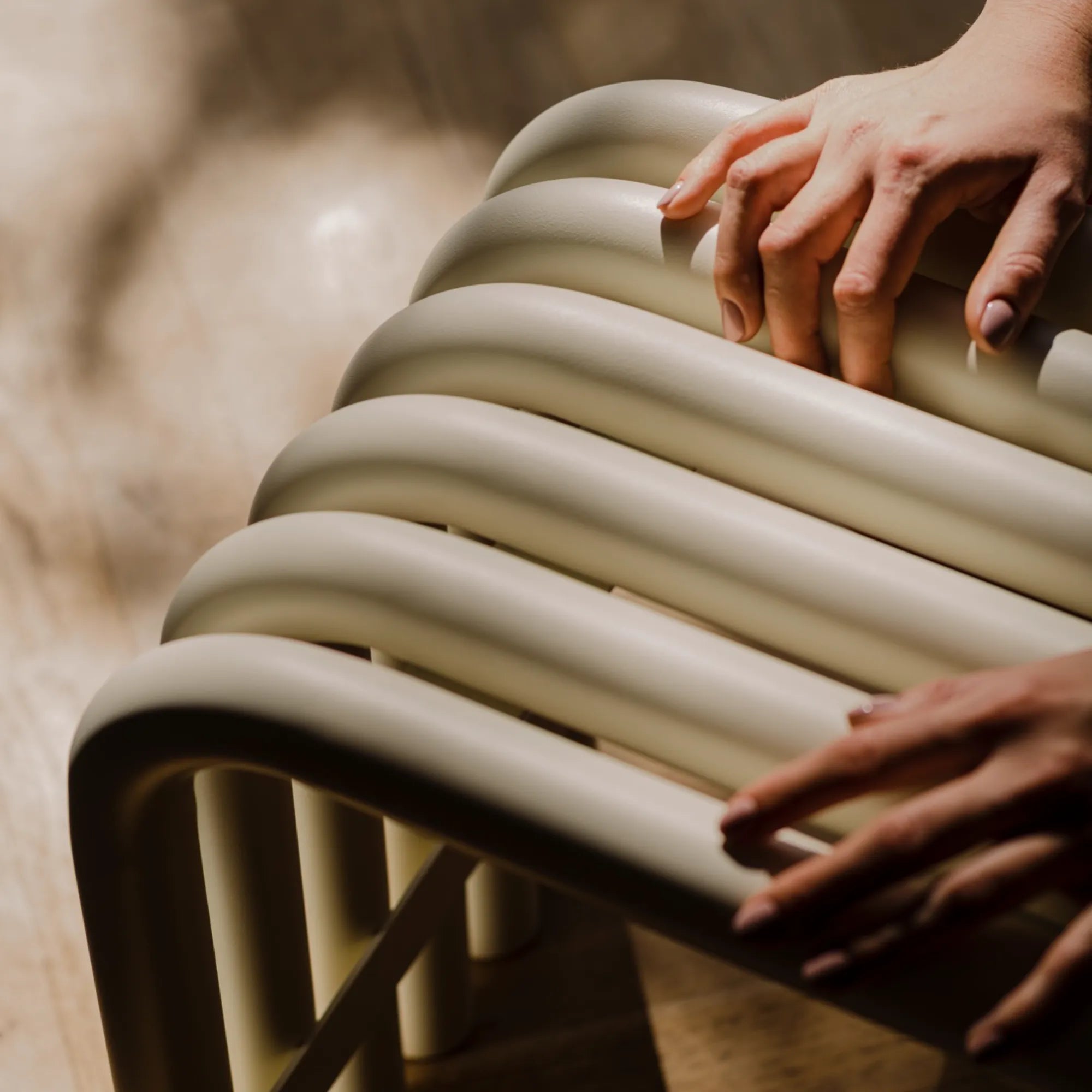  Nokk Stool with Footrest and Black Cushioned Seat 