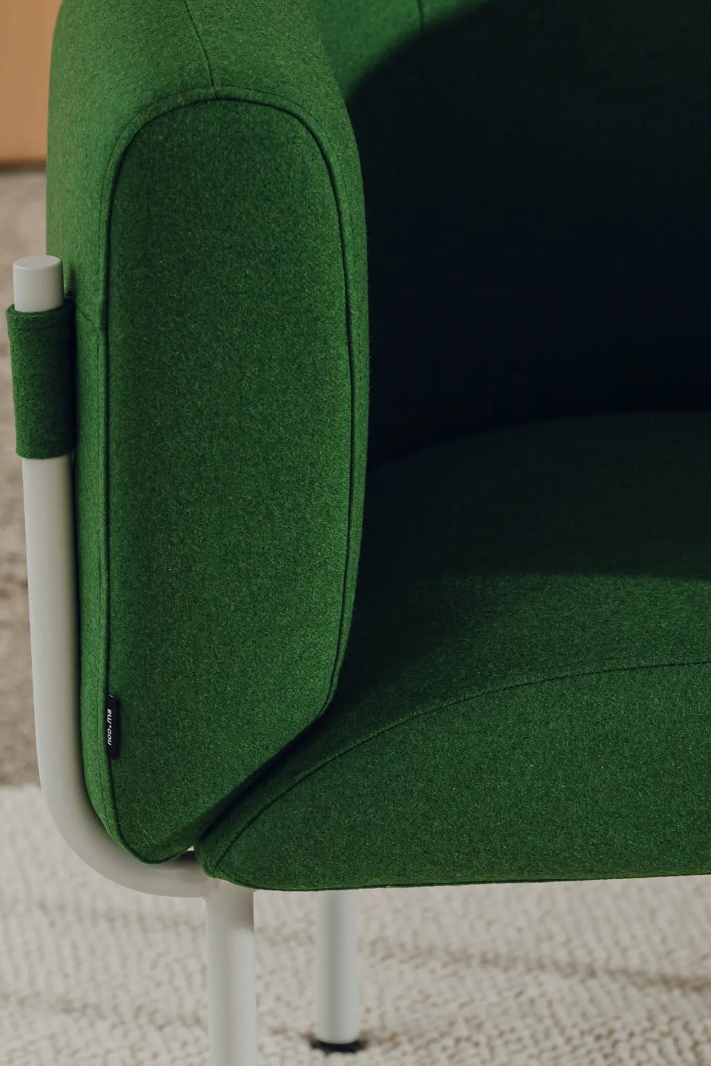  Ubi Mini Armchair in orange suede with mid-century modern design