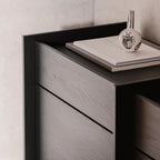 Elegant Hido sideboard with wood grain texture and soft-close drawers