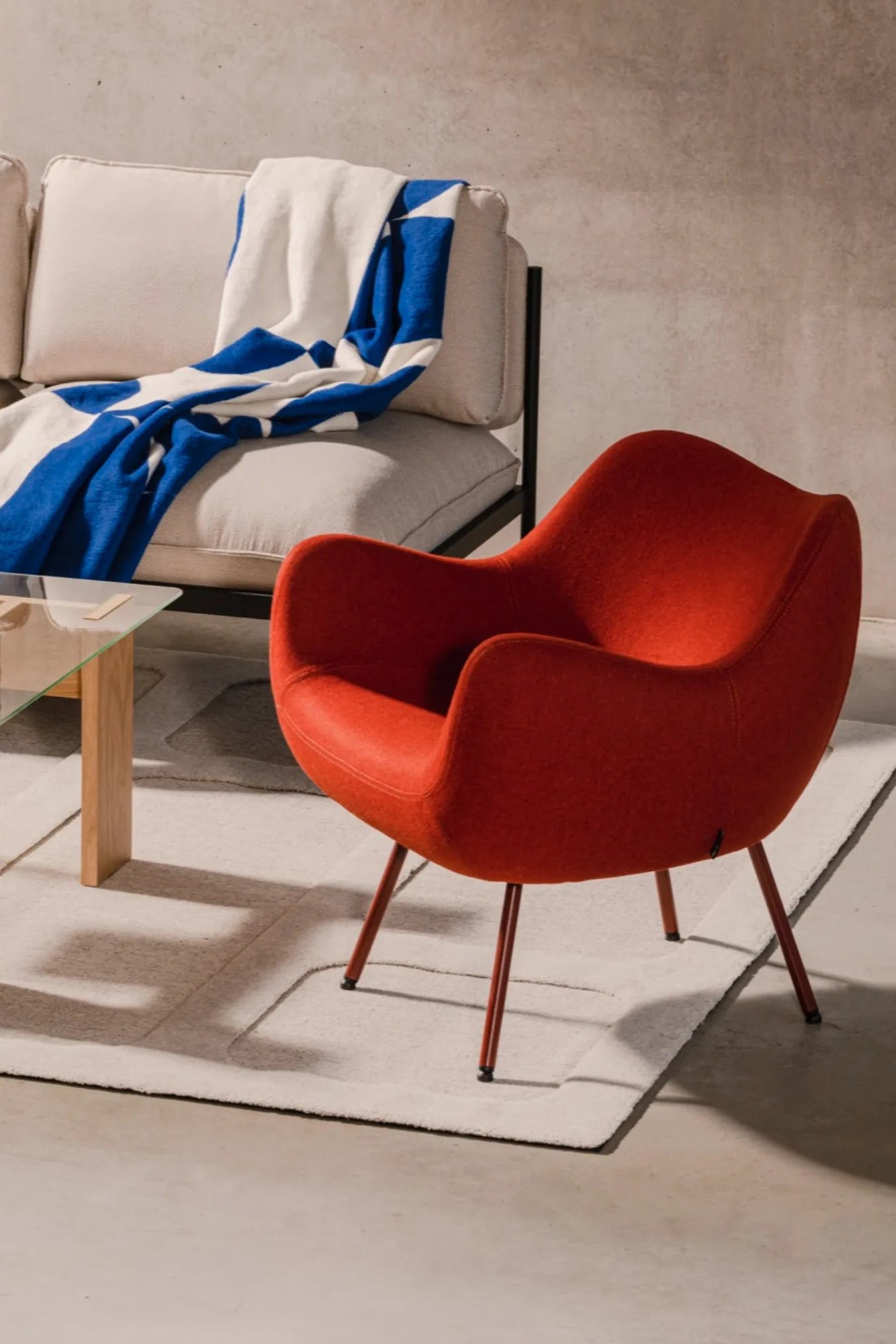 Front view of RM58 Armchair showcasing its elegant and timeless silhouette