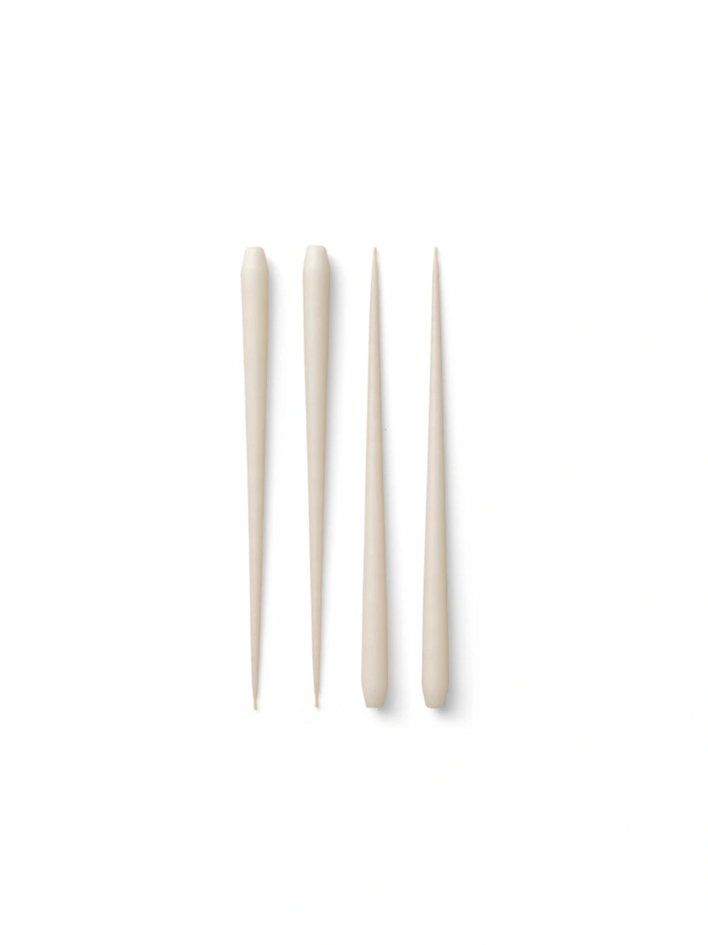 Stoff Nagel Large Taper Candles - Set of 4, a collection of four elegant, extra-long taper candles in a smooth, matte cream color, crafted from high-quality wax.
