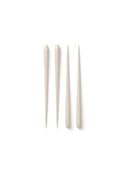 Set of 4 long-lasting and dripless handcrafted tall large taper candles in off white. Made of high-quality pure parafin wax for ambient lighting