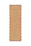 Rectangular braided rug with scalloped edge on a white background
