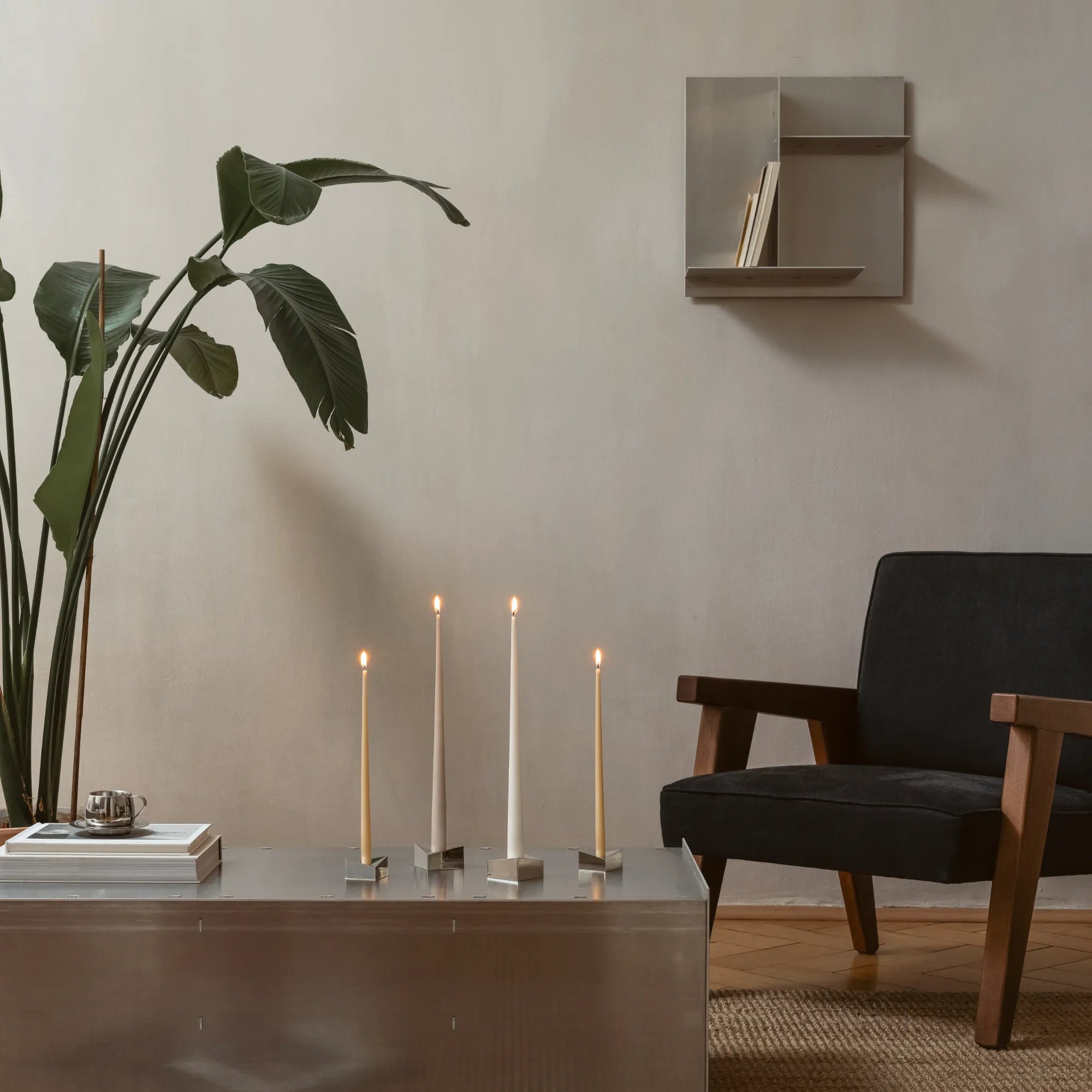 Large taper candles in white and ivory for elegant home decor